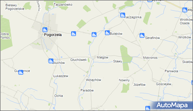 mapa Małgów gmina Pogorzela, Małgów gmina Pogorzela na mapie Targeo