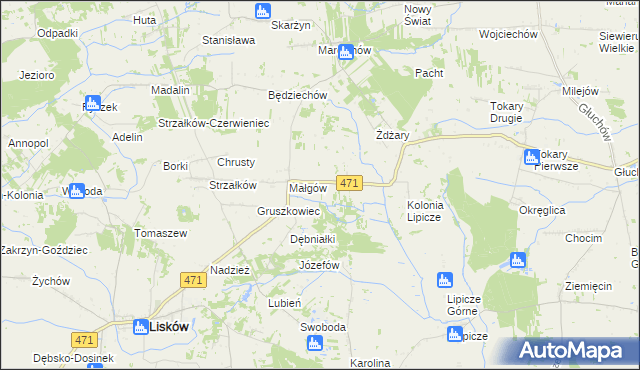 mapa Małgów-Kolonia, Małgów-Kolonia na mapie Targeo