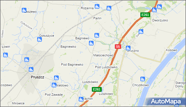 mapa Małociechowo, Małociechowo na mapie Targeo