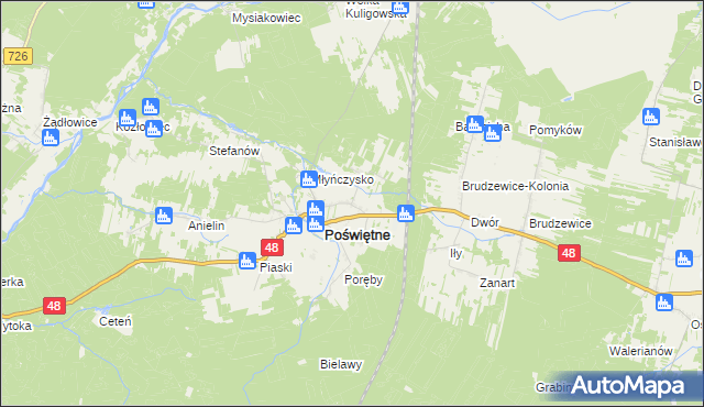 mapa Małoszyce gmina Poświętne, Małoszyce gmina Poświętne na mapie Targeo