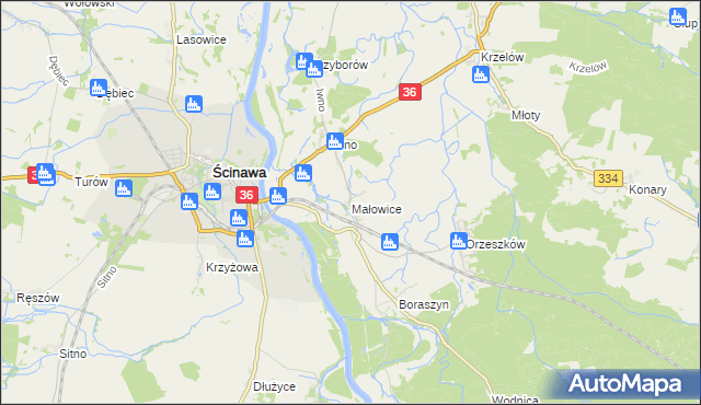 mapa Małowice, Małowice na mapie Targeo