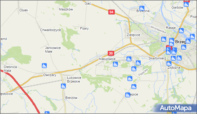 mapa Małujowice, Małujowice na mapie Targeo