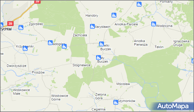 mapa Mały Buczek gmina Rychtal, Mały Buczek gmina Rychtal na mapie Targeo