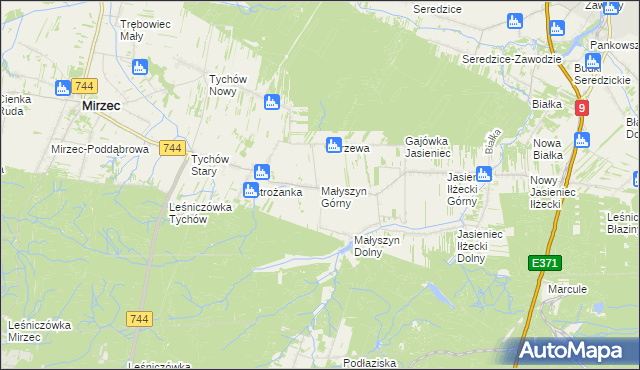 mapa Małyszyn Górny, Małyszyn Górny na mapie Targeo
