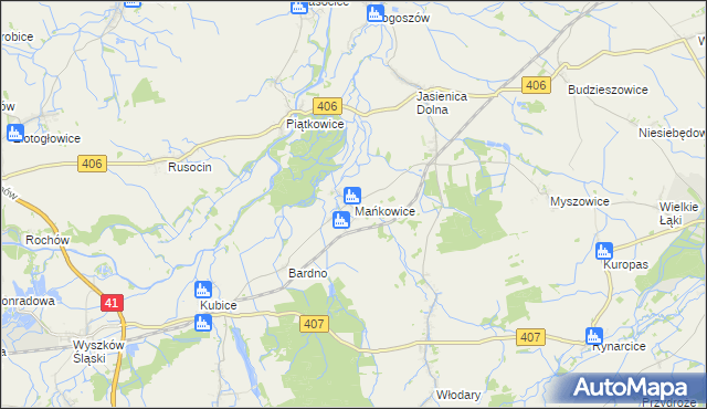 mapa Mańkowice, Mańkowice na mapie Targeo