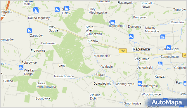 mapa Marchocice gmina Racławice, Marchocice gmina Racławice na mapie Targeo