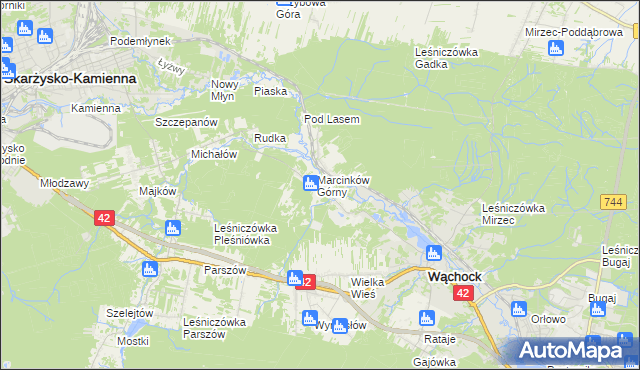 mapa Marcinków gmina Wąchock, Marcinków gmina Wąchock na mapie Targeo