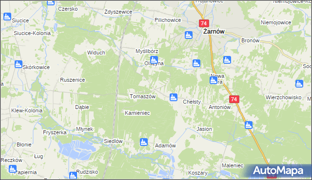 mapa Marcinków gmina Żarnów, Marcinków gmina Żarnów na mapie Targeo