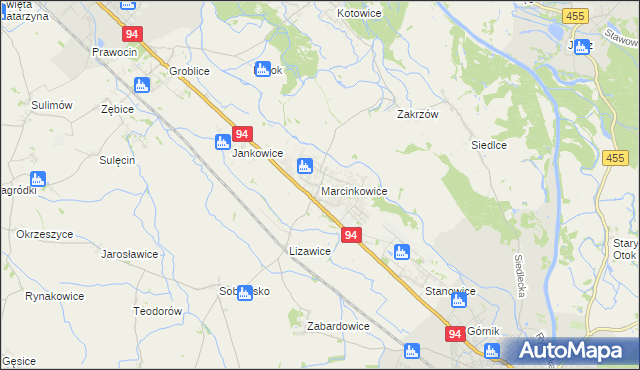 mapa Marcinkowice gmina Oława, Marcinkowice gmina Oława na mapie Targeo