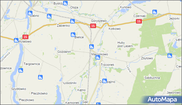mapa Marcinkowo gmina Mogilno, Marcinkowo gmina Mogilno na mapie Targeo