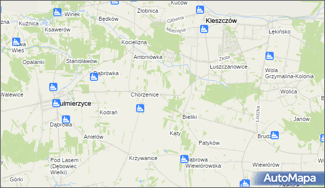 mapa Marcinów gmina Sulmierzyce, Marcinów gmina Sulmierzyce na mapie Targeo