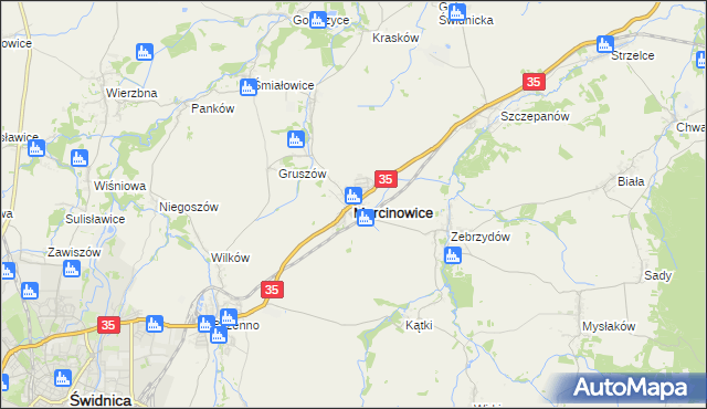 mapa Marcinowice powiat świdnicki, Marcinowice powiat świdnicki na mapie Targeo