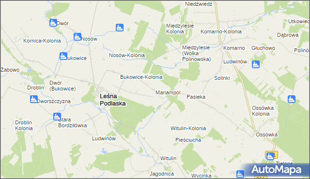 mapa Mariampol gmina Leśna Podlaska, Mariampol gmina Leśna Podlaska na mapie Targeo