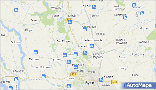 mapa Marianki gmina Rypin, Marianki gmina Rypin na mapie Targeo