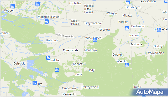 mapa Marianów gmina Błaszki, Marianów gmina Błaszki na mapie Targeo