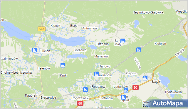 mapa Marianów gmina Gostynin, Marianów gmina Gostynin na mapie Targeo