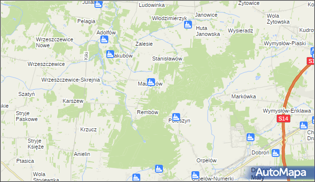 mapa Marianów gmina Wodzierady, Marianów gmina Wodzierady na mapie Targeo