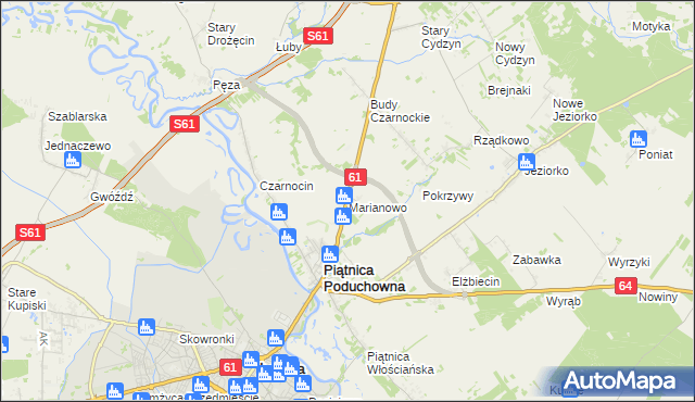 mapa Marianowo gmina Piątnica, Marianowo gmina Piątnica na mapie Targeo