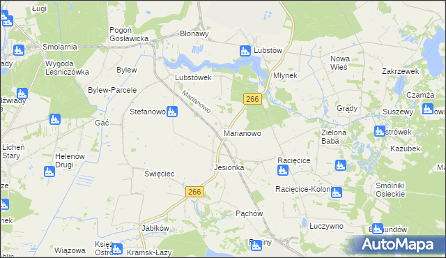 mapa Marianowo gmina Sompolno, Marianowo gmina Sompolno na mapie Targeo