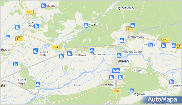 mapa Marianowo gmina Wieleń, Marianowo gmina Wieleń na mapie Targeo