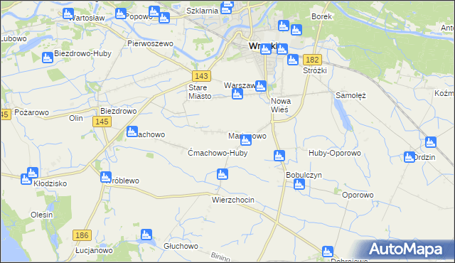 mapa Marianowo gmina Wronki, Marianowo gmina Wronki na mapie Targeo