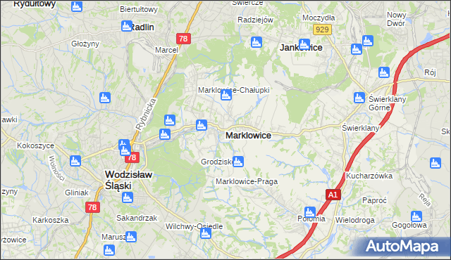 mapa Marklowice, Marklowice na mapie Targeo