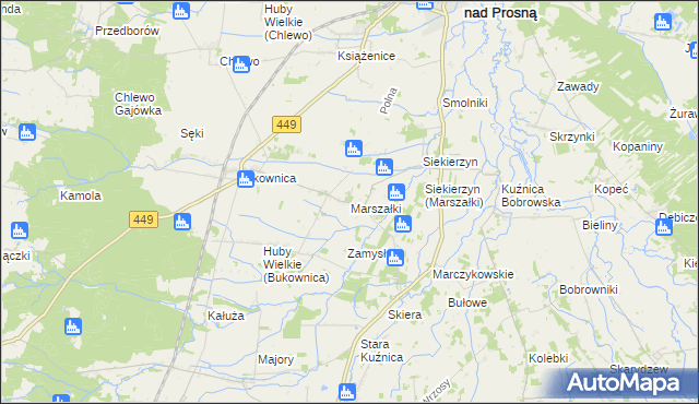 mapa Marszałki gmina Grabów nad Prosną, Marszałki gmina Grabów nad Prosną na mapie Targeo