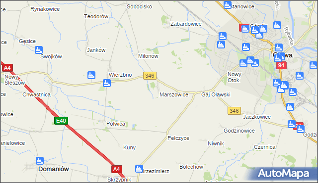 mapa Marszowice gmina Oława, Marszowice gmina Oława na mapie Targeo