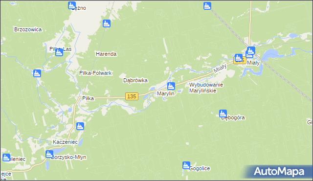 mapa Marylin gmina Drawsko, Marylin gmina Drawsko na mapie Targeo