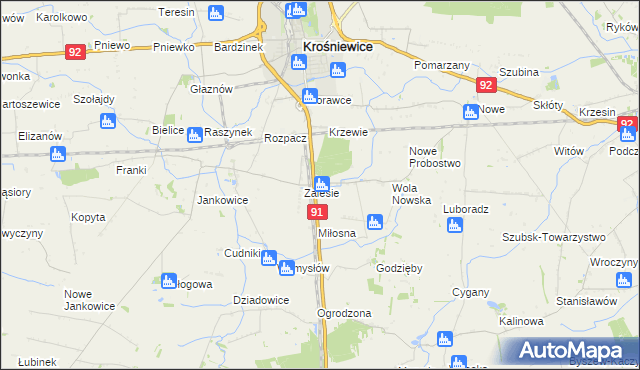 mapa Marynin gmina Krośniewice, Marynin gmina Krośniewice na mapie Targeo