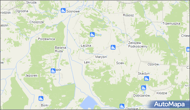 mapa Marysin gmina Kotuń, Marysin gmina Kotuń na mapie Targeo