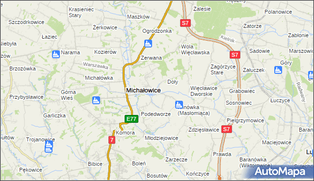 mapa Masłomiąca, Masłomiąca na mapie Targeo