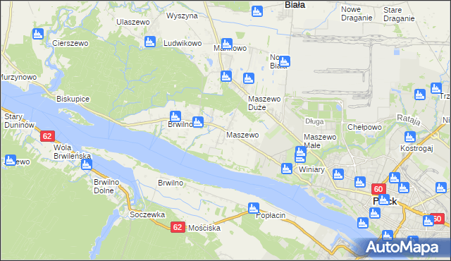 mapa Maszewo gmina Stara Biała, Maszewo gmina Stara Biała na mapie Targeo