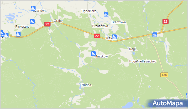 mapa Maszków gmina Krzeszyce, Maszków gmina Krzeszyce na mapie Targeo