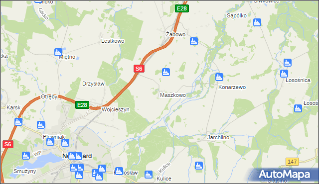 mapa Maszkowo gmina Nowogard, Maszkowo gmina Nowogard na mapie Targeo