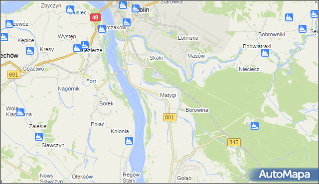mapa Matygi, Matygi na mapie Targeo