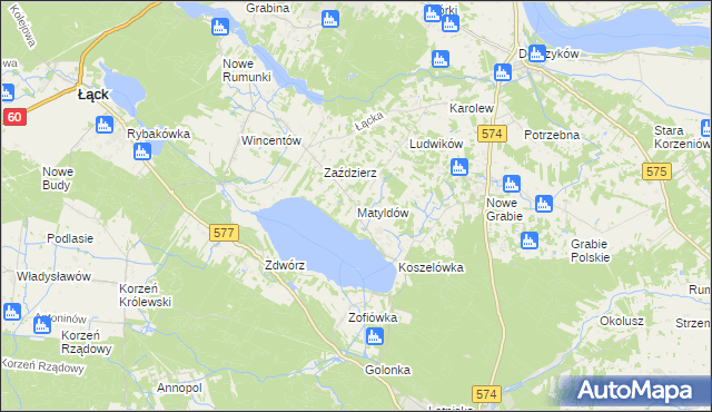 mapa Matyldów gmina Łąck, Matyldów gmina Łąck na mapie Targeo