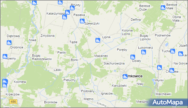 mapa Mazaniec, Mazaniec na mapie Targeo