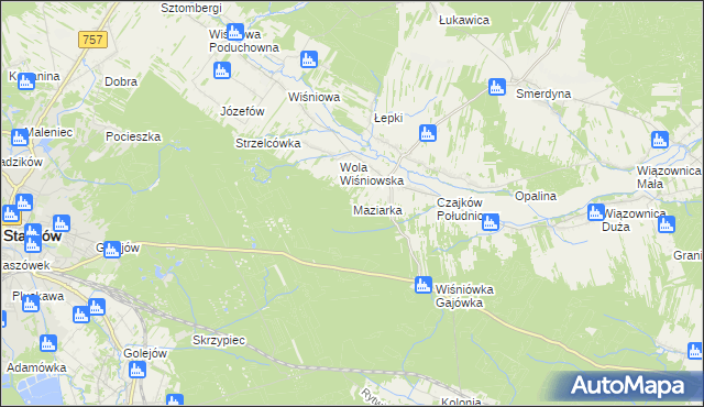 mapa Maziarka gmina Staszów, Maziarka gmina Staszów na mapie Targeo