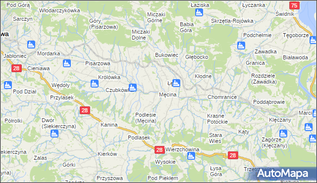 mapa Męcina, Męcina na mapie Targeo