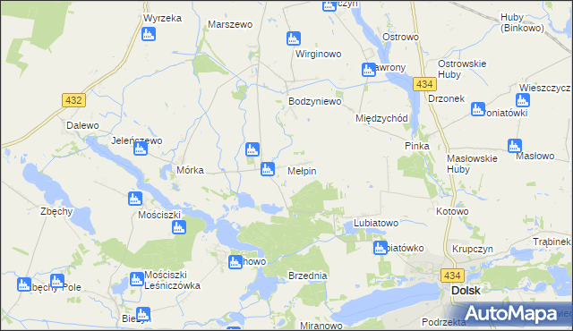 mapa Mełpin, Mełpin na mapie Targeo