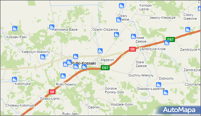 mapa Mężenin gmina Rutki, Mężenin gmina Rutki na mapie Targeo