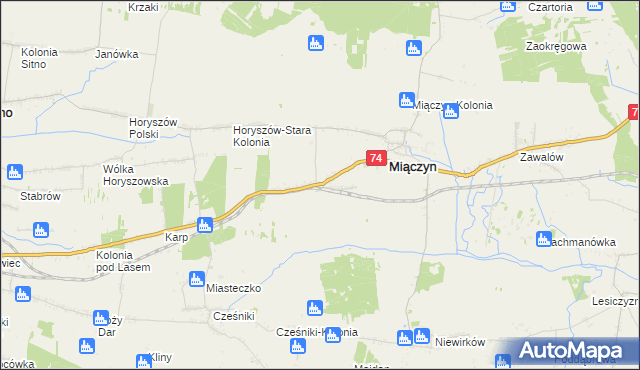 mapa Miączyn-Stacja, Miączyn-Stacja na mapie Targeo