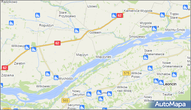 mapa Miączynek, Miączynek na mapie Targeo