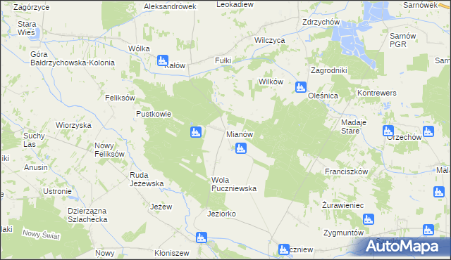 mapa Mianów, Mianów na mapie Targeo