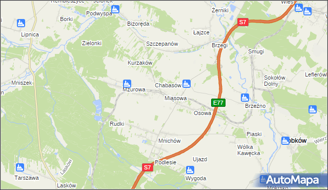 mapa Miąsowa, Miąsowa na mapie Targeo