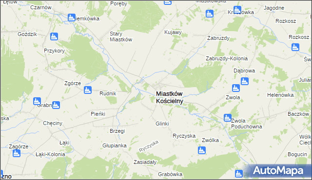 mapa Miastków Kościelny, Miastków Kościelny na mapie Targeo