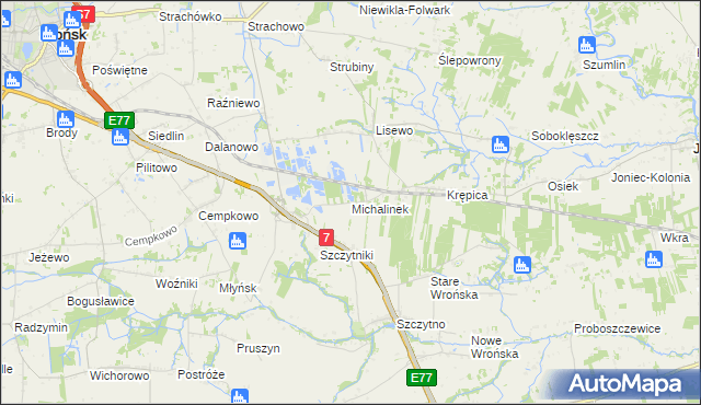 mapa Michalinek gmina Płońsk, Michalinek gmina Płońsk na mapie Targeo