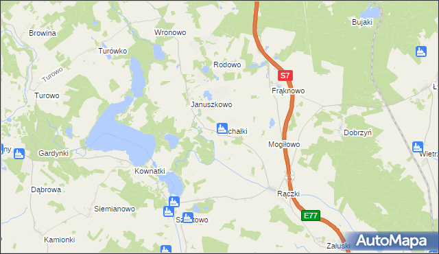 mapa Michałki gmina Kozłowo, Michałki gmina Kozłowo na mapie Targeo