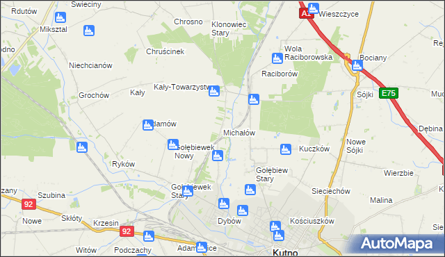 mapa Michałów gmina Kutno, Michałów gmina Kutno na mapie Targeo